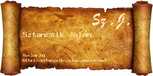 Sztancsik Jolán névjegykártya