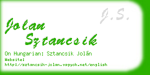 jolan sztancsik business card